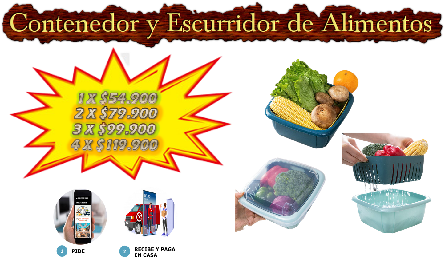 Contenedor y Escurridor de Alimentos